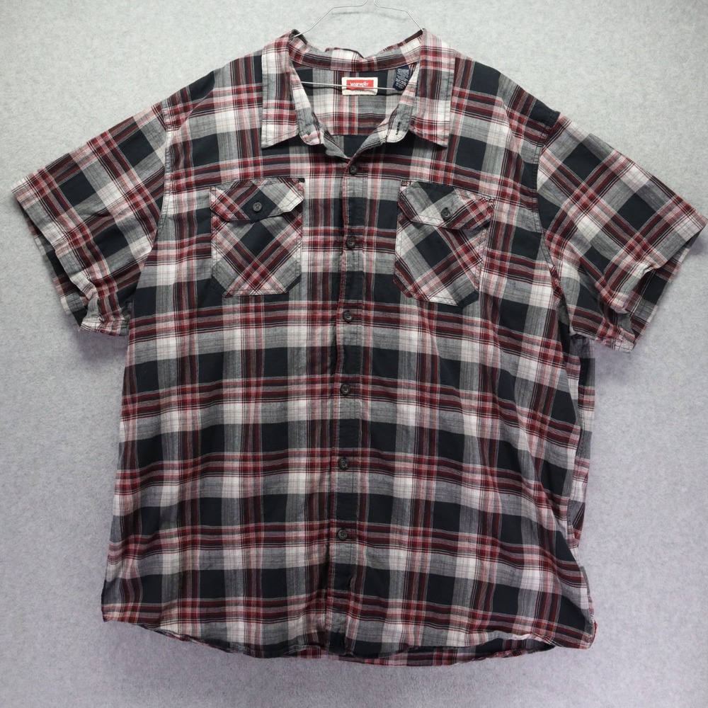 Wrangler Shirt Mens 3XLT Tall Outdoor Flap Pocket Button Up Plaid Short Sleeve - Picture 1 of 6